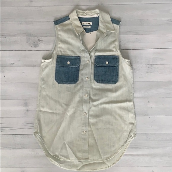 Rag & Bone Sleeveless Denim Top Size XS - Picture 2 of 6